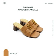 LA BELLA  รองเท้าส้นสูงหนังแกะ รุ่น ELEGANTE WOODEN SANDALS  FORMAL COLOR