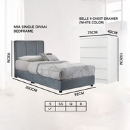 [FREE SHIPPING] SKL MIA Single Bedroom Set With Chest Drawer /Divan Bed frame/ Wardrobe/ 2 in 1 bedr