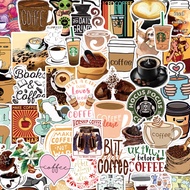 50 Sheets Coffee Graffiti Stickers Waterproof Luggage Stickers Notebook Scooter Stickers