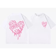 oversize wanita atasan fashion pink heart sezo graffiti ootd kaos cewek korean bisa cod bahan katun