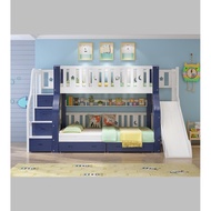 280x195x170cm Slide Double Decker With 2 Mattress &amp; Drawer Space Saving Bunk Bed Children Child King Queen Size