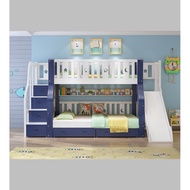 280x195x170cm Slide Double Decker With 2 Mattress & Drawer Space Saving Bunk Bed Children Child King