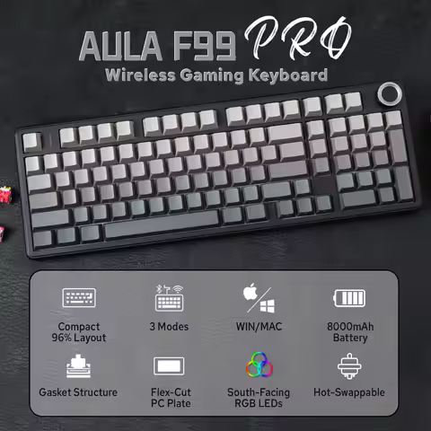 AULA F99 Pro Wireless Mechanical Keyboard RGB Backlit Hot Swappable Custom Keyboard 2.4G/USB-C/BT5.0