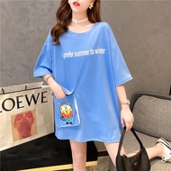 【40-100KG】Women Plus Size Mid-length Short Sleeve T-shirt C10188