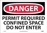 NMC D360PB DANGER - PERMIT REQUIRED - CONFINED SPACE - DO NOT ENTER - 14 in. x 10 in. PS Vinyl Danger Signage with White/Black Text on Red/White Base
