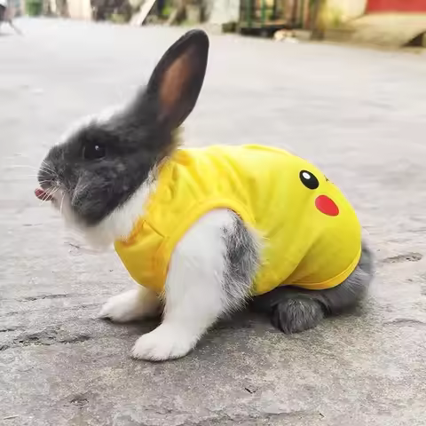 Pet Vest for Rabbit Cats Summer Breathable Rabbits Clothes Non-stick Hair Sweet Print Bunny Clothing