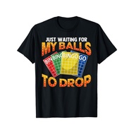 Men'S Funny for bingo T-Shirt - Black with White for bingo Balls & "Just Waiting for My Balls to Dro