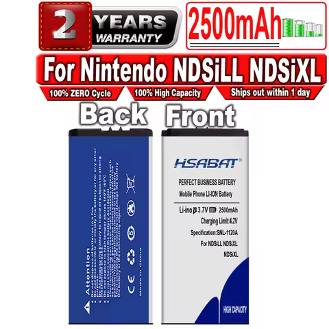 HSABAT 2500mAh Battery for Nintendo NDSiLL NDSiXL NDS ILL/XL
