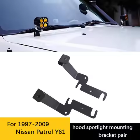 Hood fog lamp brackets, one pair, compatible with 1997-2009 Nissan Patrol Y61 hood spotlight bracket