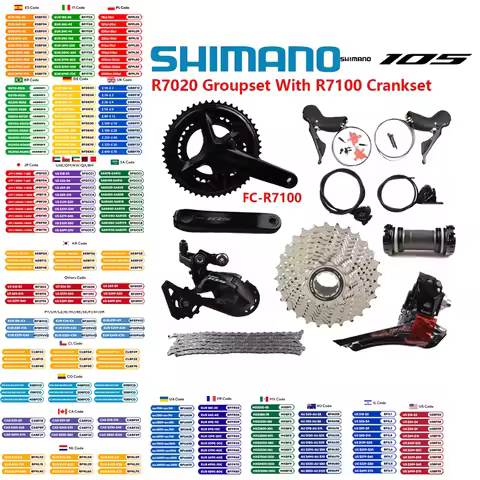 SHIMANO 105 Series R7025 ST-R7020+BR-7070 2x11 Speed Set With R7100 Crankset R7000 Front Rear Derail