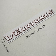 3D ABS Black Red Car Letters Logo V8 BITURBO Side Fender Badge Emblem Decal For Mercedes Benz AMG C6