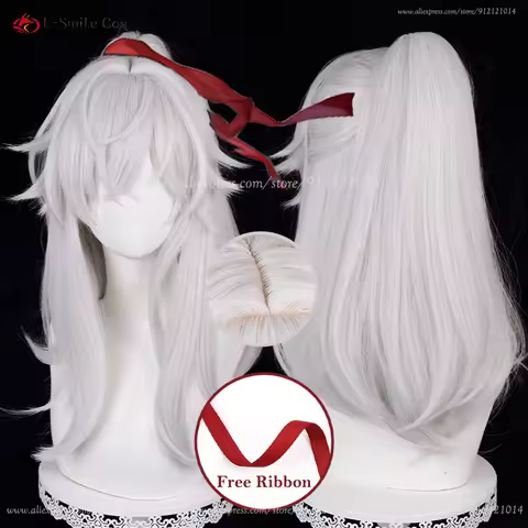 HSR Jing Yuan Cosplay Wig 50cm Silver White With Ponytail Heat Resistant Synthetic Hair Halloween An