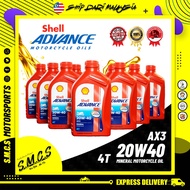 Shell 20W40 AX3 Advance 4T Original 100% 1L Shell 4T Mineral Motorcycle Oil MINYAK PERINCI