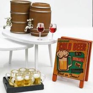 1:12 Dollhouse Accessory - Wooden Beer Barrel/Wine Barrel Set With Bucket Top, Mini Wine Glass/Beer 