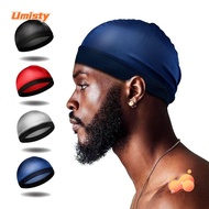 UMISTY Wave Caps, Solid Color Polyester Men Durag Hats,  Elastic Multicolor Breathable Multicolor Du