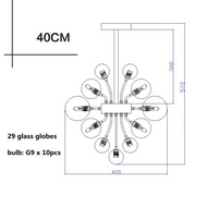 Nordic Glass Globe G9 LED Chandelier Living Room Metal Pendant Chandelier Decor Indoor Lighting Led