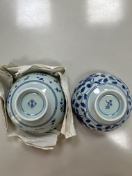 有田燒瓷碗-藍繪古花飯碗二入組