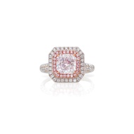 Captivating 1.86ct rare Pink Diamond Ring with Square Radiant Halo Diamond Ring