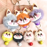 GANTUNGAN Blush Cat Luxury Briquette Keychain Bell Ball Luxury School Bag Car Keychain Pendant