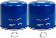 2PCS 26300-35505 Engine Oil Filter & Drain Plug Gasket 21513-23001 Fit for Hyundai, Kia Replaces 263