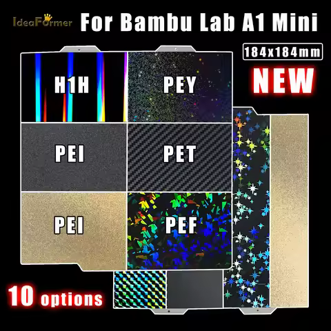 184x184 For Bambu Lab A1 Mini Build Plate Double Sided H1H PEY PEO PET PEI Bed Spring Steel Sheet Pe