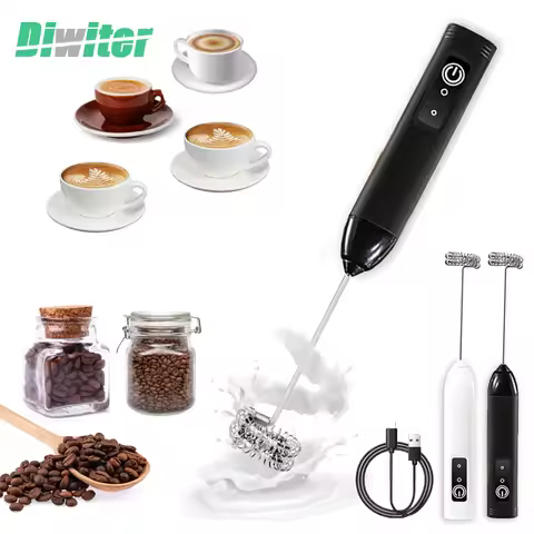 Diwiter Electric Milk Frother Handheld Egg Beater Foamer Coffee Maker Electric Blender Mixer Mini Po