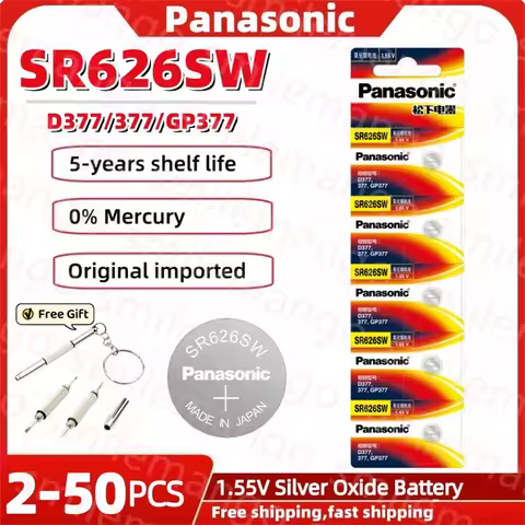 Panasonic SR626SW 1.55V 377 button battery is suitable for Tissot Swatch CK Swatch quartz watch Silv
