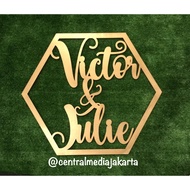 Name Wall Signage Custom Hexagon Backdrop Wedding Name Couple Wooden