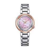 (AUTHORIZED SELLER) Citizen Eco-Drive Pink Dial Silver Stainless Steel Strap Women Watch EM1114-80Y