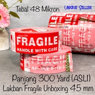 MERAH Fragile White Unboxing Duct 45mm x 300 Yard Thickness 48 Strong AdhesiveMIKRON Not Easy to Bre