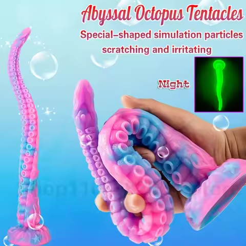 55cm Super Long Analplug Octopus Tentacles Luminous Butt Plug Silicone Anal Dildo for Women Men Gay 