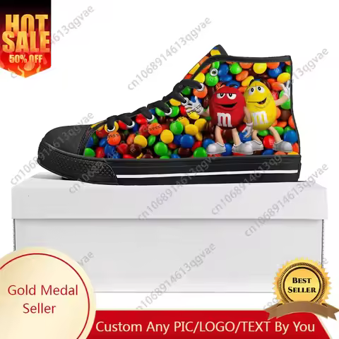 M Chocolate Cartoon High Top High Quality Sneakers Mens Womens Teenager Pop Canvas Sneaker Casual Co