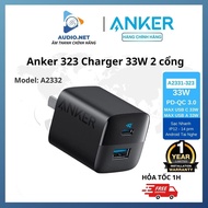 Củ Sạc Nhanh Anker 323 33W Có 2 Cổng hỗ trợ PD3.0/PPS/QC3.0 - A2331 (Bảo Hành 18T)