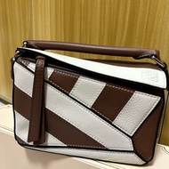 LOEWE mini puzzle 米白/棕條紋
