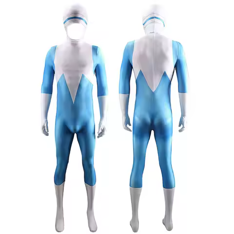 Anime Incredibles 2 Frozone‌ Cosplay Costume Blue and White Jumpsuit Halloween Carnival Cosplay Body