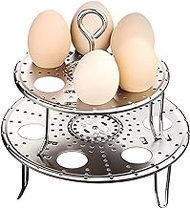 REDANT Egg Steam Rack Multipurpose Trivet for Instant Pot Accessories Fit 6,8 Qt Pressure Cooker, Stainless Steel Egg Cooker for Hard Boiled Eggs, Cook 14 Eggs, 2 Pack Stackable Steamer For Cooking