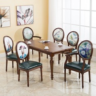 American Dining Chair Retro Solid Wood Oak Household Nordic Armchair Cafe Club Western Food Fabric L