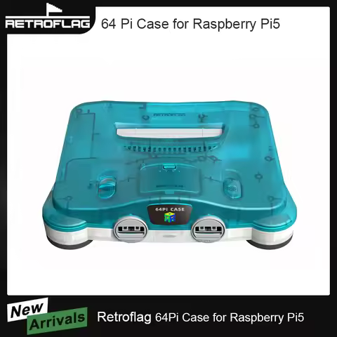 RetroFlag 64Pi Case for Raspberry Pi5, SD Card Storage, Safe Shutdown and Safe Reset, MetaData in Em