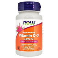 NOW Foods Vitamin D3 ความเข้มข้นสูง 2000 IU บรรจุ 120/240 ซอฟต์เจล Now Foods Vitamin D-3 2000 IU 120
