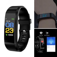 屯團百貨 - 黑色 ID115 plus 彩屏智能手環 運動防水計步 藍牙同步測心率 血壓智能手環