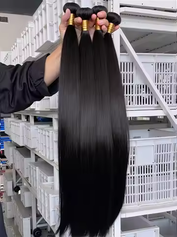 Bone Straight Human Hair 3/4 Bundles Deal 28 30 40 Inch Bundles Brazilian 100% Raw Virgin Human Hair