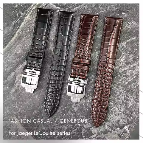 19mm 20mm Genuine Leather Watchband Fit for Jaeger-Lecoultre Reverso Rendez-vous Master ULTRA THIN C