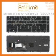 HP ELITEBOOK 840 G1 SILVER MICE LIGHT HP 850 G1 HP 840 G2 ZBOOK 14 KEYBOARD LAPTOP KEYPAD REPLACEMEN