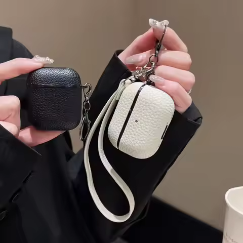 With Lanyard Leather Hard Plastic Cover for AirPods Pro 2 Case for AirPods Pro2 2nd For AirPod 3 Pro