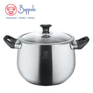 BUFFALO - 牛頭牌 PRECIOUS II 18/10不銹鋼加厚底高身雙耳煲連玻璃蓋 24cm / 8.5L (36624HN)