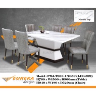 EUREKA 5ft 1+6 Modern Marble Dining Table Set (Delivery & Installation Within Klang Valley Only) T66