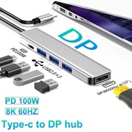 5-in-1 USB C to DP Hub DisplayPort/USB/100W PD Port Docking Converter for Mac Expansion Dock Type-C 
