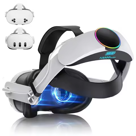 For Meta Quest 3/3S Rechargeable RGB Elite Head Strap with 10000mAh Battery Adjustable for Oculus Qu