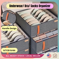 6/7/20 Slots Storage Box Wardrobe Organizer Box Stackable Foldable Drawer Organizer Closet Underwear
