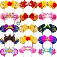 Disney Beauty and the Beast Hair Accessories For Women Mickey Mouse Ears Headbands Girls Red Enchant